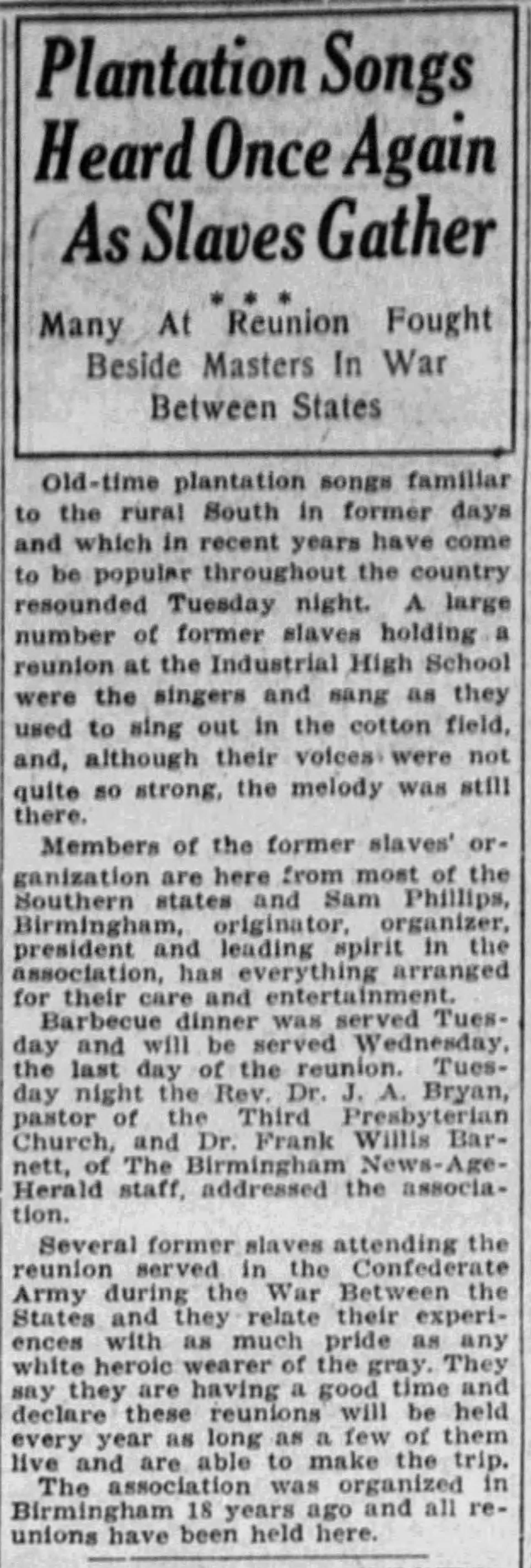 Plantation Songs Heard Once Again As Slaves Gather